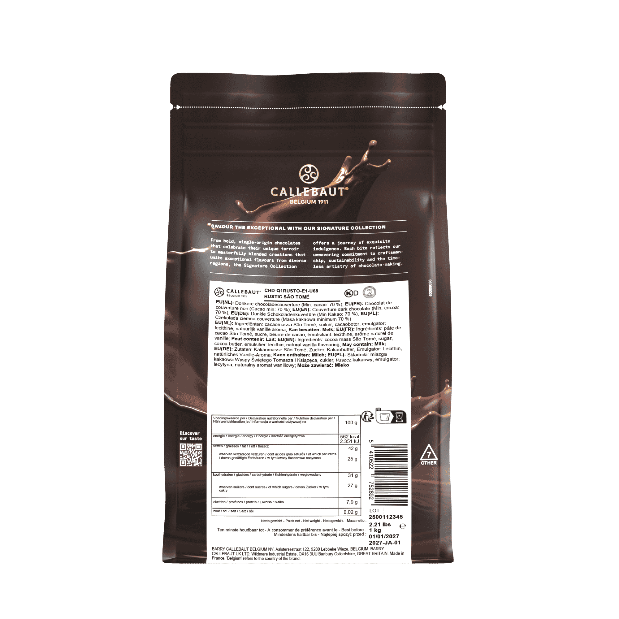 Dark Chocolate Callets Rustic Sao Tome 70% 1kg, , small